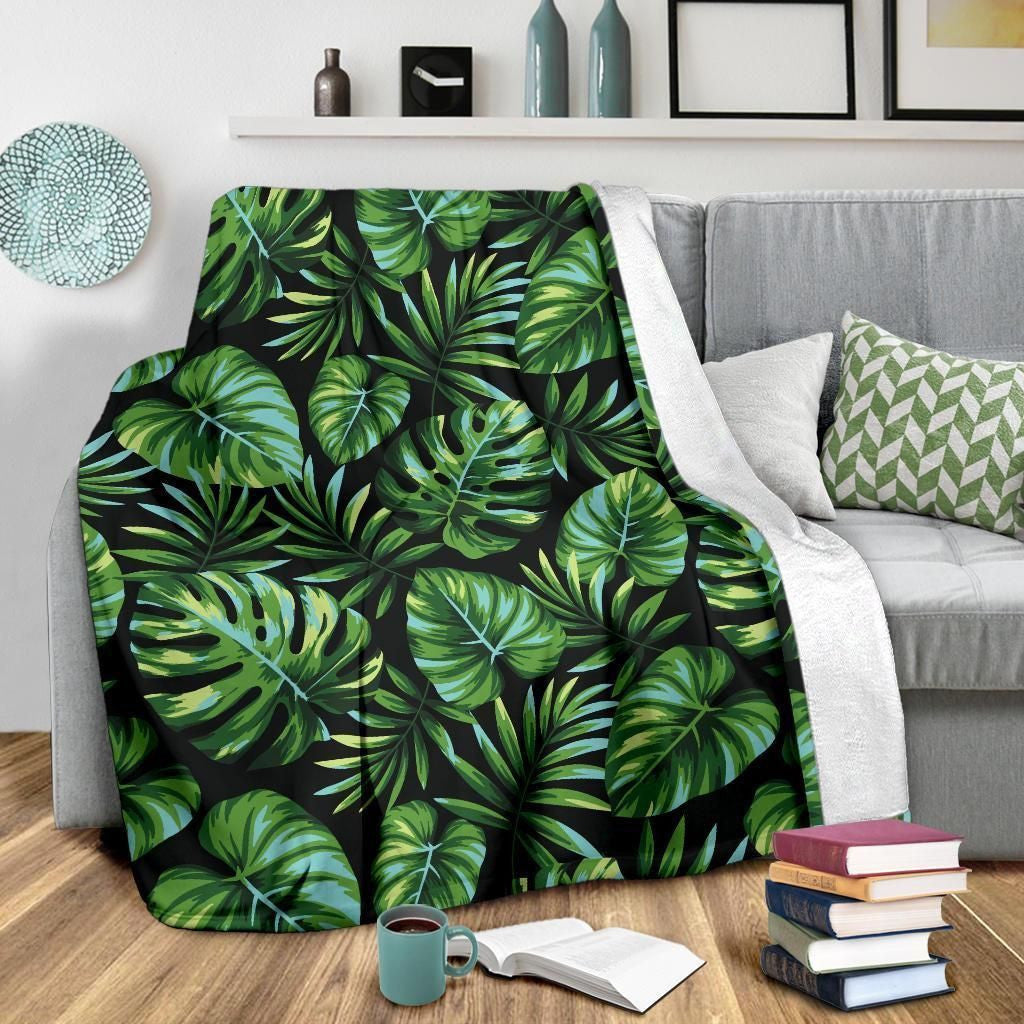 Summer Tropical Palm Leaves Pattern Fleece Blanket