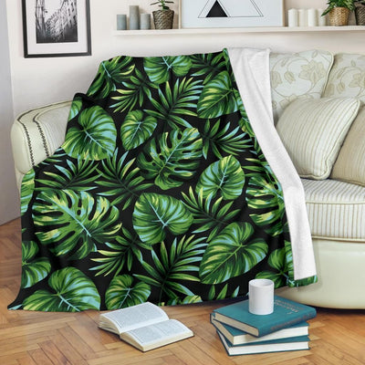 Summer Tropical Palm Leaves Pattern Fleece Blanket