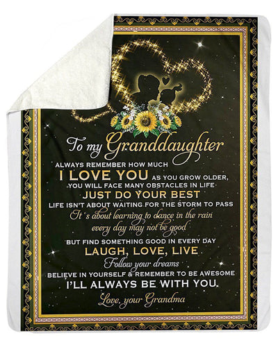 To My Granddaughter Laugh Love Live Gifts From Grandma Fleece Blanket
