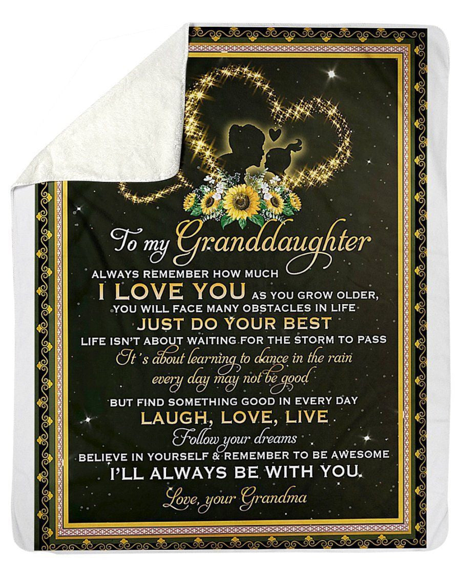 To My Granddaughter Laugh Love Live Gifts From Grandma Fleece Blanket