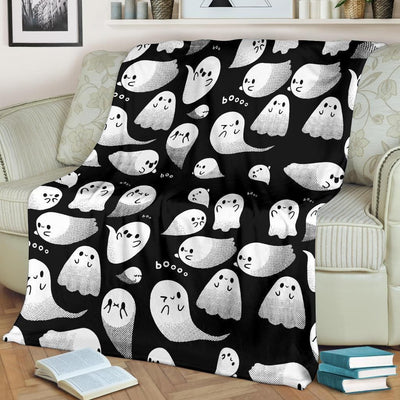 Funny Black And White Ghosts Printed Fleece Blanket