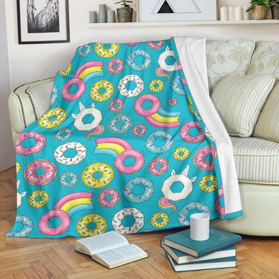Delicious Colorful Donut Pattern Printed Fleece Blanket