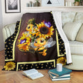 Cute Bee And Sunflowers Butterflies Fleece Blanket Fleece Blanket