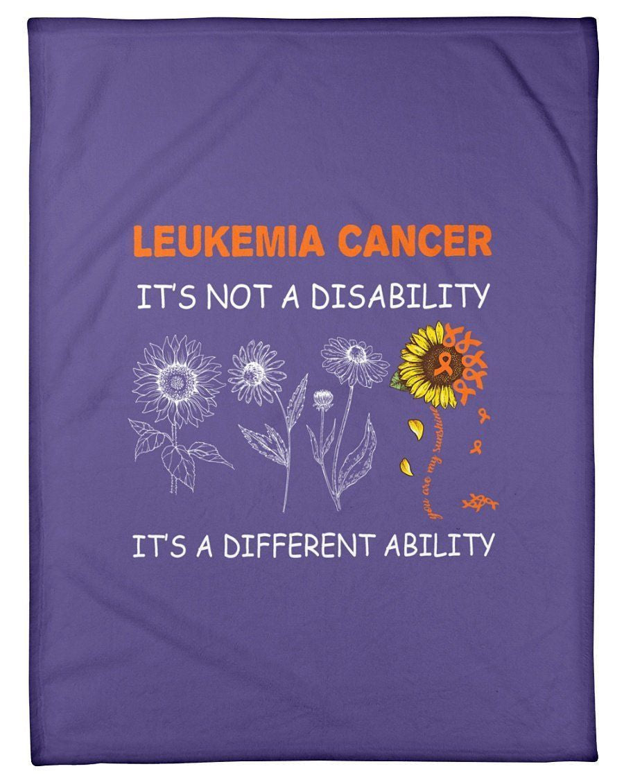 Leukemia Cancer It's A Different Ability Not A Disability Fleece Blanket