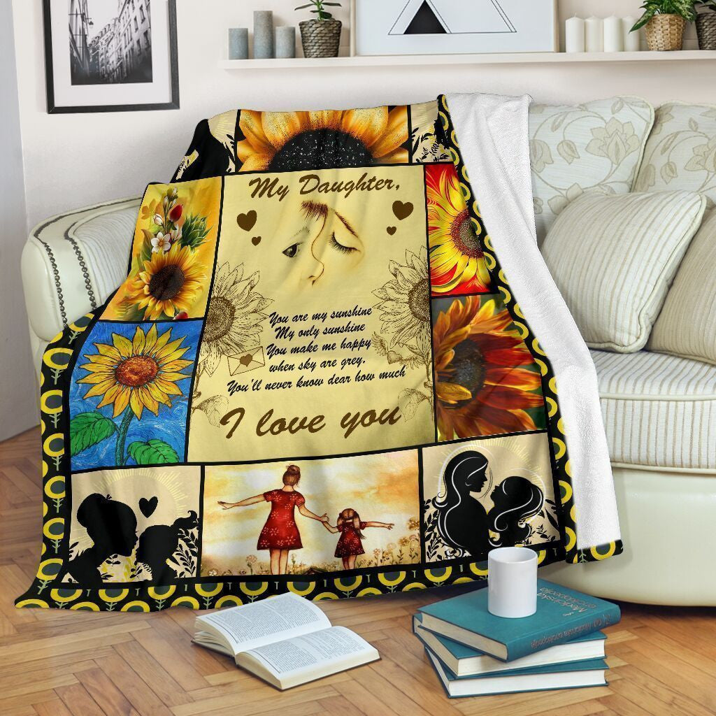 My Daughter I Love You Sunflower Fleece Blanket