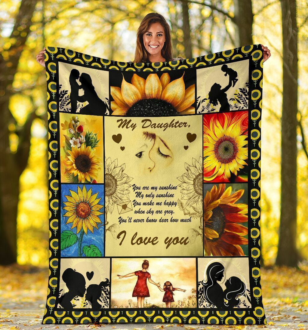 My Daughter I Love You Sunflower Fleece Blanket