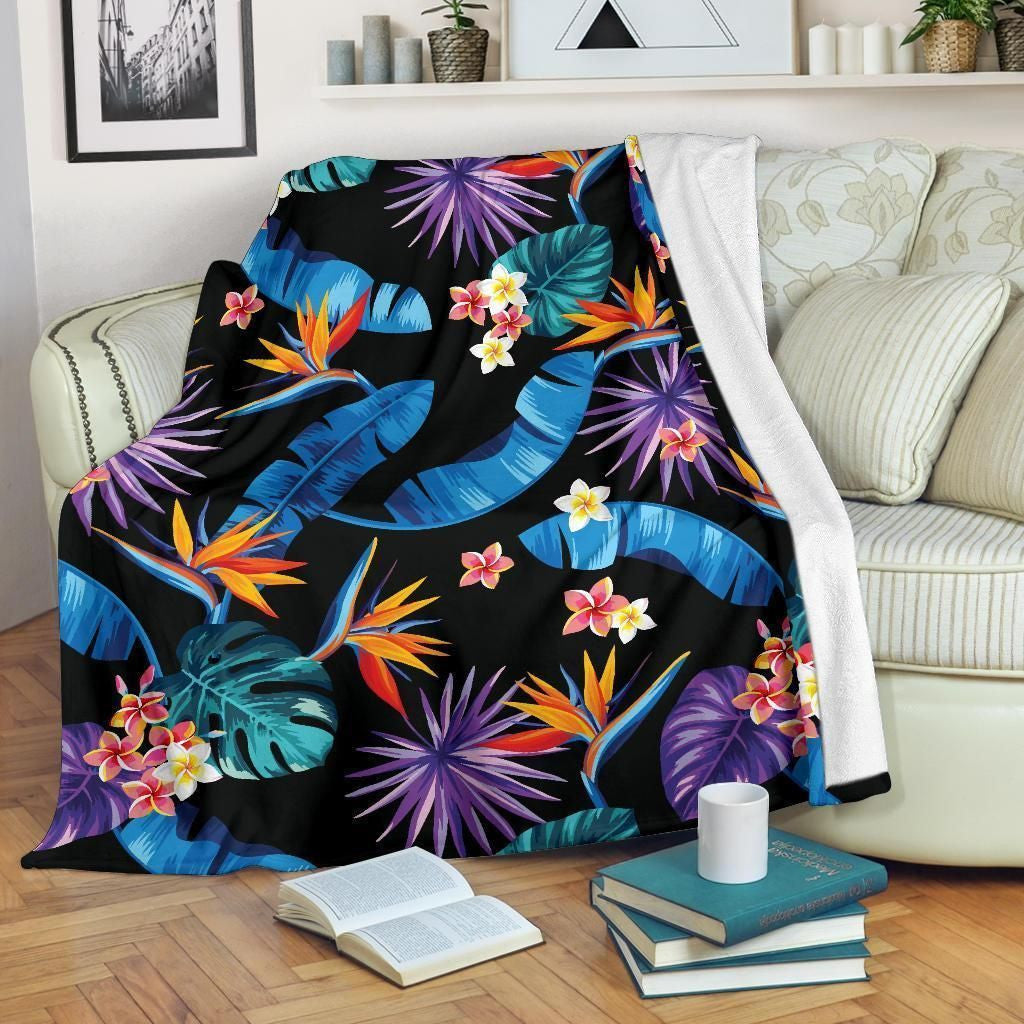 Tropical Flower Wild Life Design Print Fleece Blanket