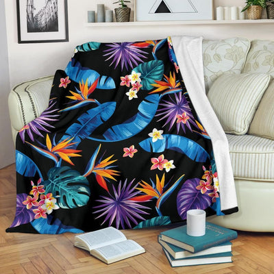 Tropical Flower Wild Life Design Print Fleece Blanket