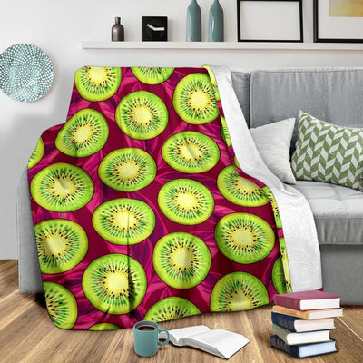 Kiwi Pattern Print Design Purple Pink Fleece Blanket