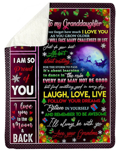 Christmas Gift To Granddaughter Fleece Blanket I'm So Proud Of You Sherpa Blanket