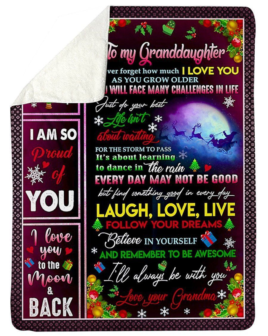 Christmas Gift To Granddaughter Fleece Blanket I'm So Proud Of You Sherpa Blanket