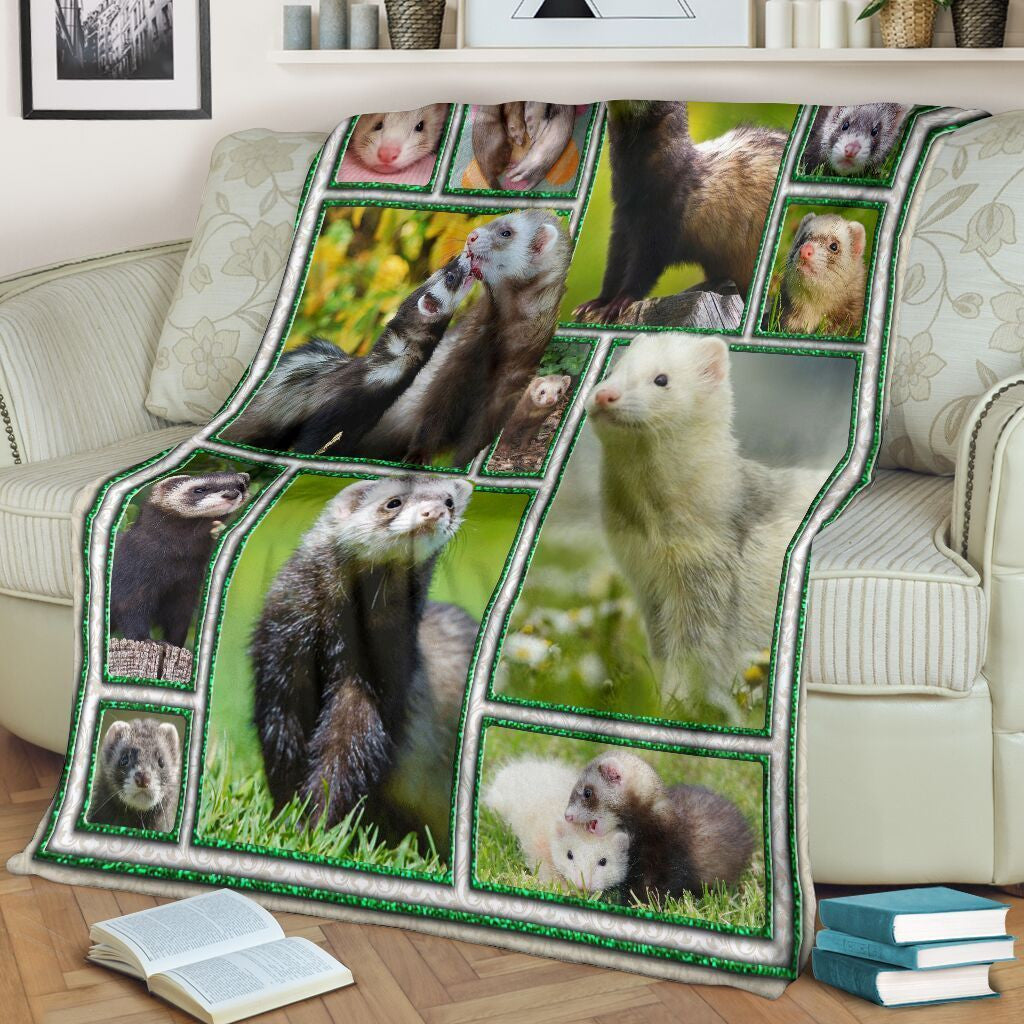 3d Funny Cute Ferrets Ferret Lover Gift Fleece Blanket