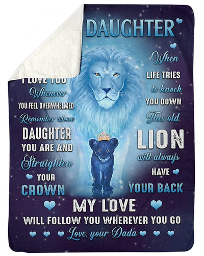 This Old Lion Will Always Have Your Back Dada To Daughter Fleece Blanket Sherpa Blanket