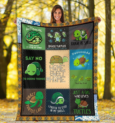 Home Sweet Home Funny Sea Turtle Printed Fleece Blanket