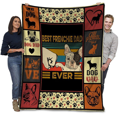 Best Frenchie Dad Ever French Bulldog Dog Paw Fleece Blanket