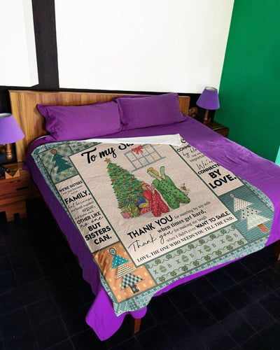 Merry Christmas To My Sister We're Connected By Love Fleece Blanket