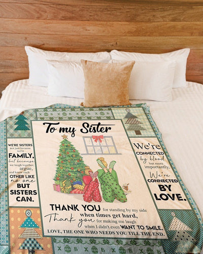 Merry Christmas To My Sister We're Connected By Love Fleece Blanket