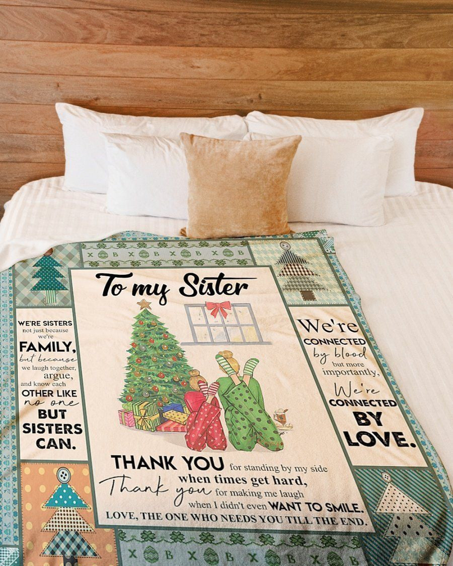 Merry Christmas To My Sister We're Connected By Love Fleece Blanket
