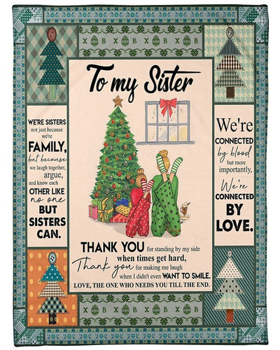 Merry Christmas To My Sister We're Connected By Love Fleece Blanket