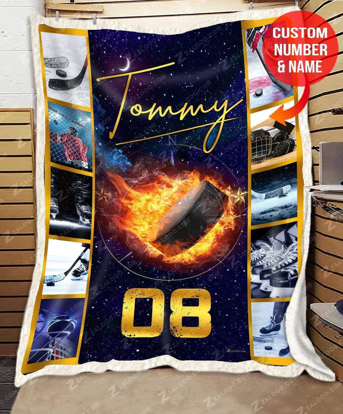 Custom Fleece Blanket - Hockey - Galaxy