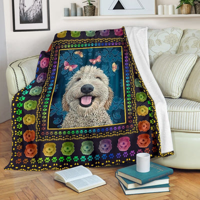 Cute Goldendoodle Doodle Dog Butterfly Fleece Blanket