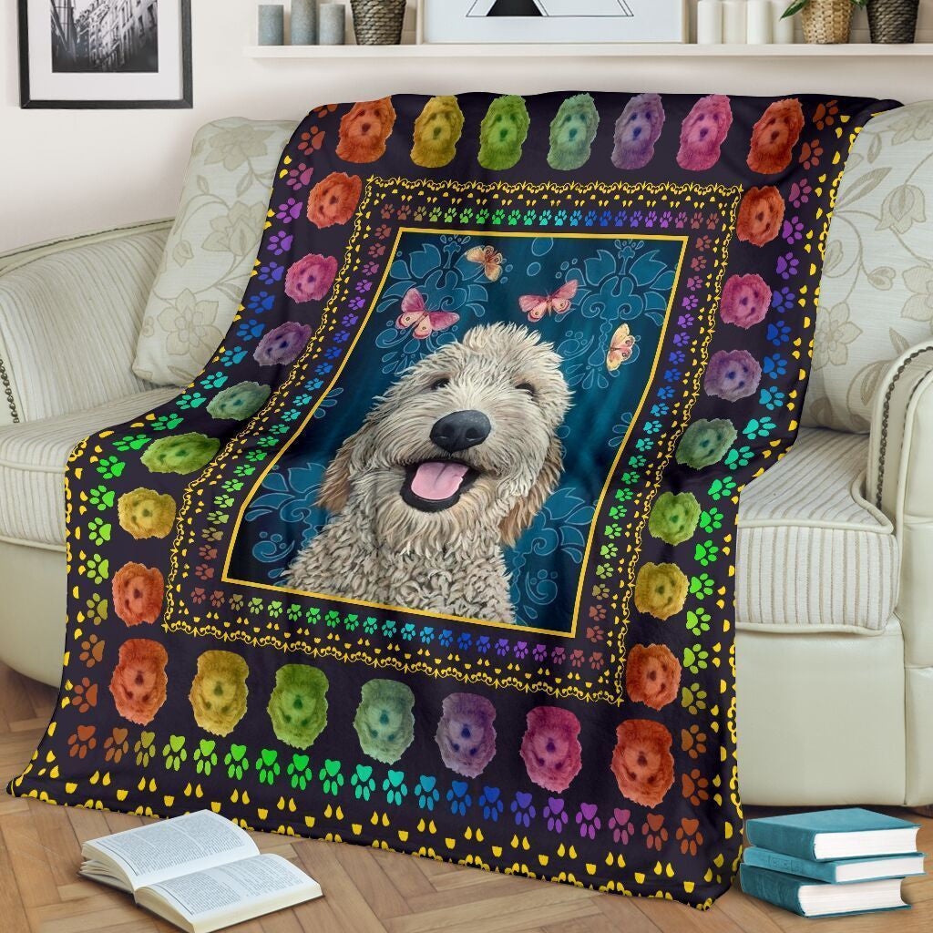 Cute Goldendoodle Doodle Dog Butterfly Fleece Blanket