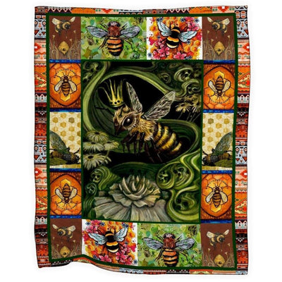 Gift For Bee Lovers Fleece Blanket With Bees