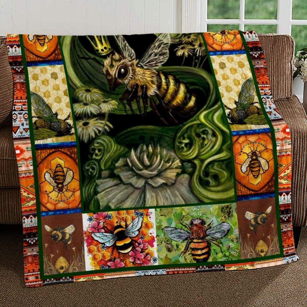 Gift For Bee Lovers Fleece Blanket With Bees