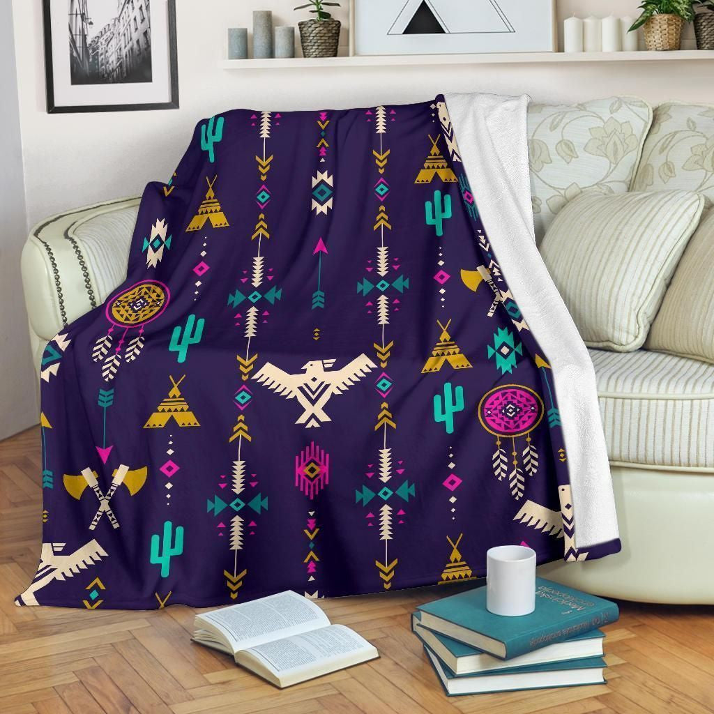 Native American Eagle Indian Pattern Soft Fleece Blanket