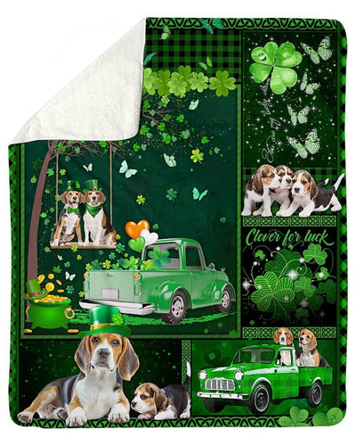 Beagle Truck Truck Irish St Patricks Day Gift For Dog Lover Fleece Blanket