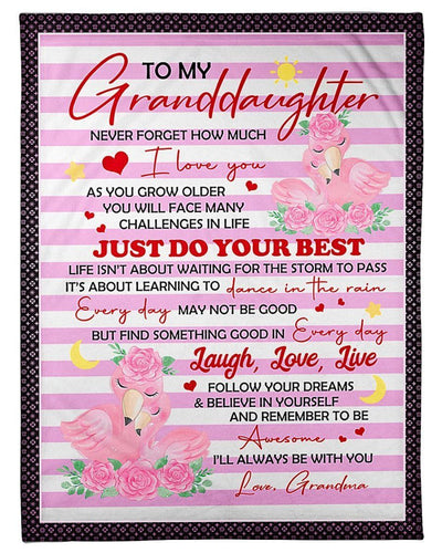 Pink Stripes Just Do Your Best Grandma To Granddaughter Fleece Blanket Fleece Blanket