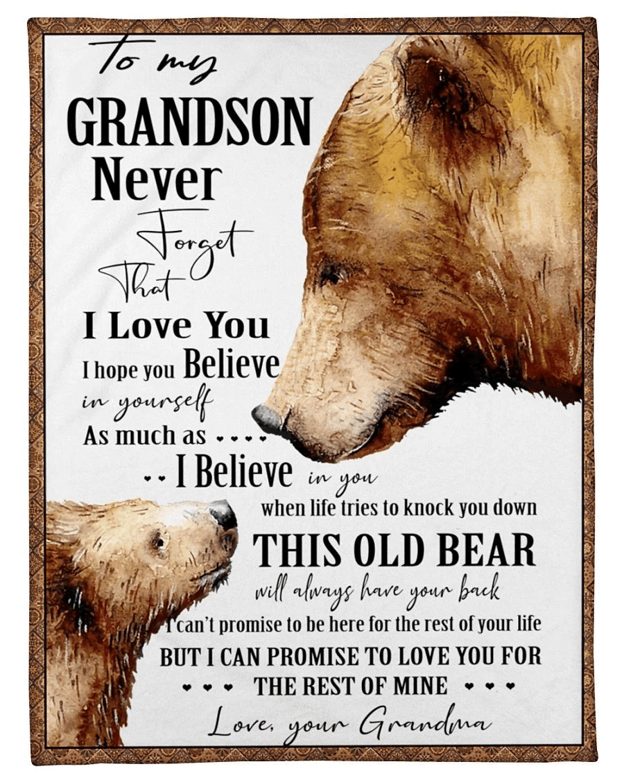 Never Forget That I Love You Gift For Grandson From Grandma Fleece Blanket