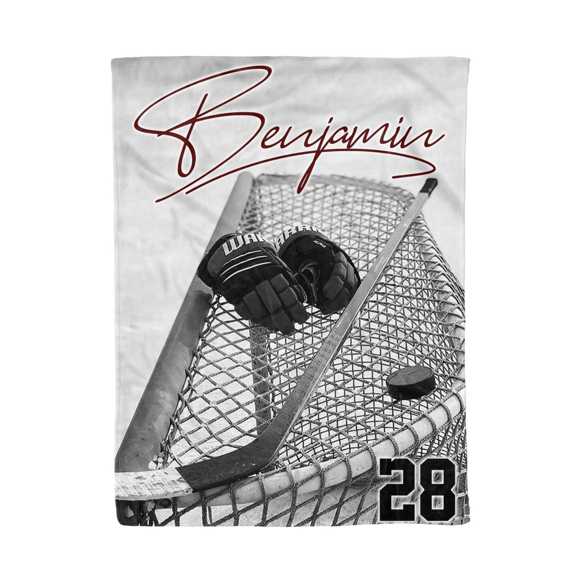Hockey Goalie's Stick & Gloves In Net Blanket