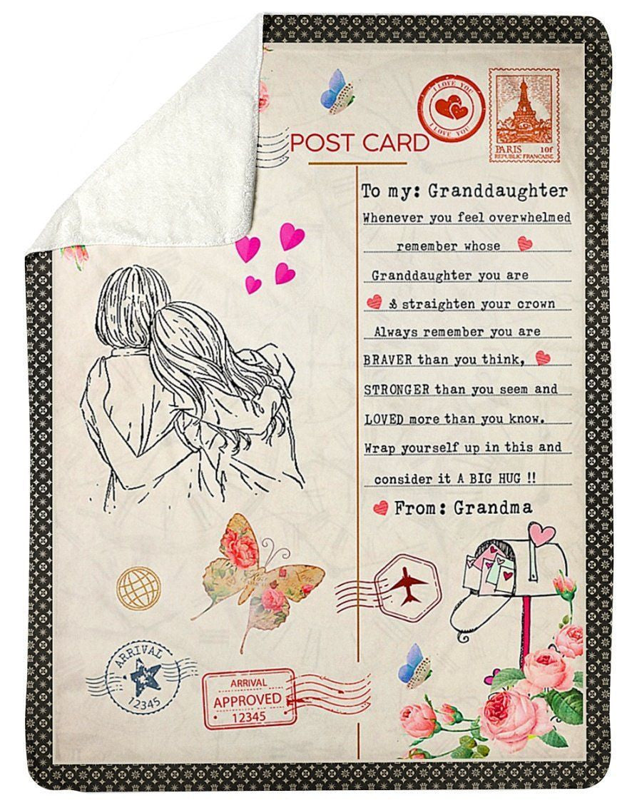 Post Card Grandma To Granddaughter Fleece Blanket You're Braver Than You Think Grandma To Granddaughter Fleece Blanket Sherpa Blanket