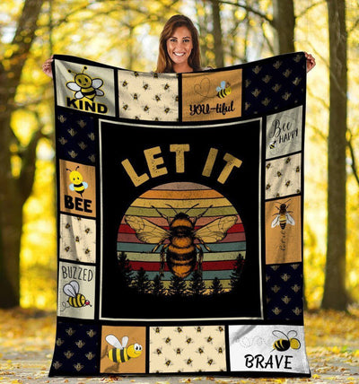 Let It Be Bee Retro Vintage Fleece Blanket