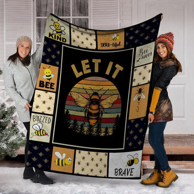 Let It Be Bee Retro Vintage Fleece Blanket