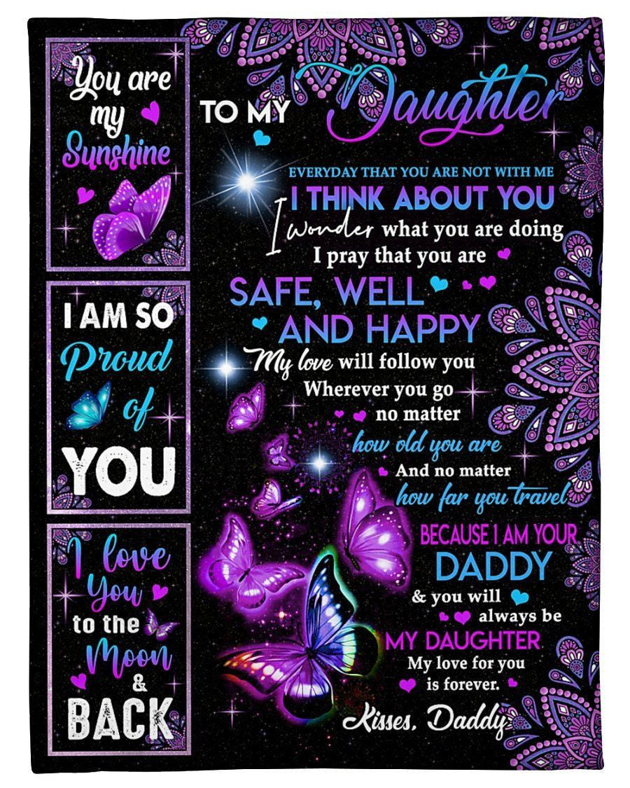 Daddy To Daughter I'll Be By Your Side Fleece Blanket Fleece Blanket