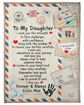 To My Daughter Fleece Blanket Letter Face Challenges With Confidence Fleece Blanket