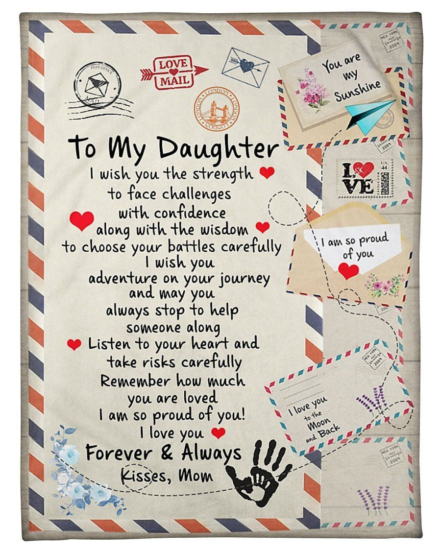 To My Daughter Fleece Blanket Letter Face Challenges With Confidence Fleece Blanket