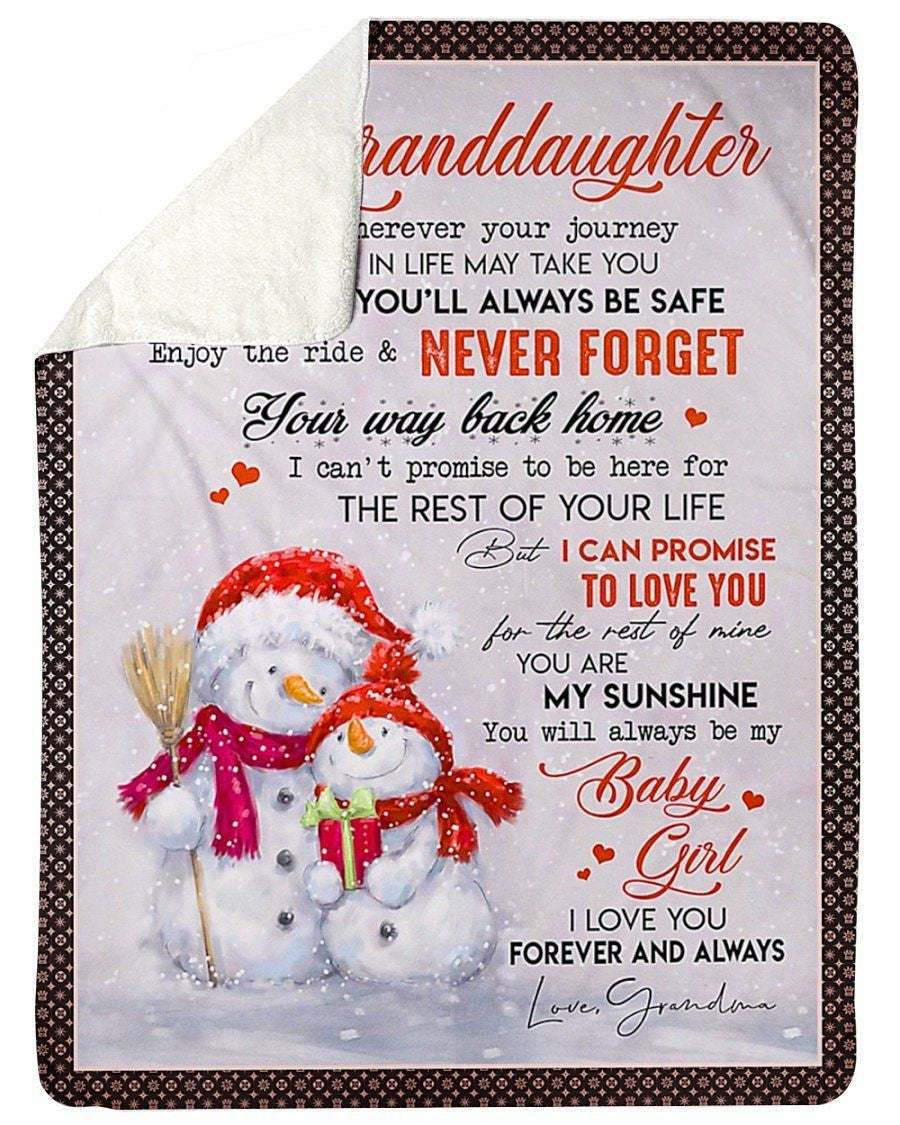 Cute Snowman You Are My Sunshine Grandma To Granddaughter Fleece Blanket Sherpa Blanket