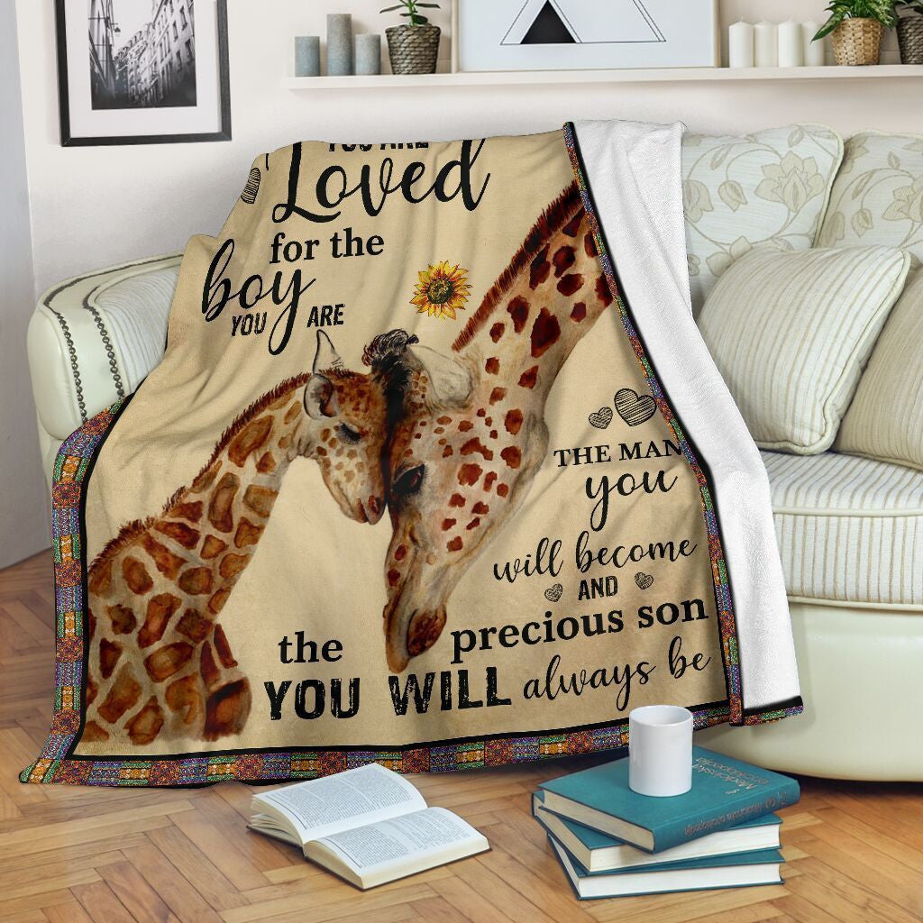 You Are Loved For The Boy Giraffe Funny Giraffe Lover Gifts Fleece Blanket