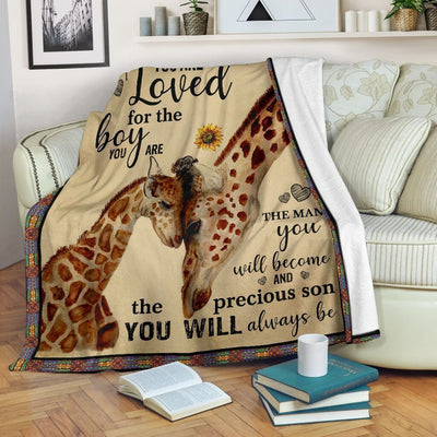 You Are Loved For The Boy Giraffe Funny Giraffe Lover Gifts Fleece Blanket