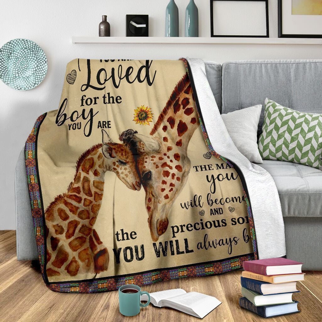 You Are Loved For The Boy Giraffe Funny Giraffe Lover Gifts Fleece Blanket