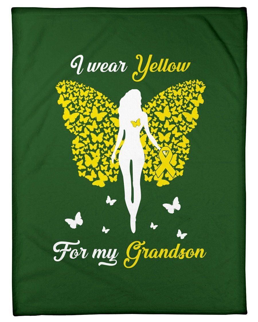 I Wear Yellow For My Grandson Gifts Fleece Blanket