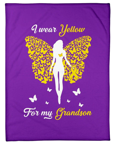 I Wear Yellow For My Grandson Gifts Fleece Blanket