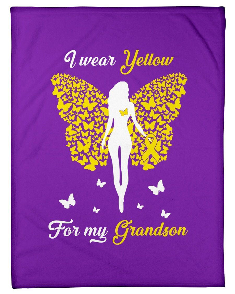 I Wear Yellow For My Grandson Gifts Fleece Blanket