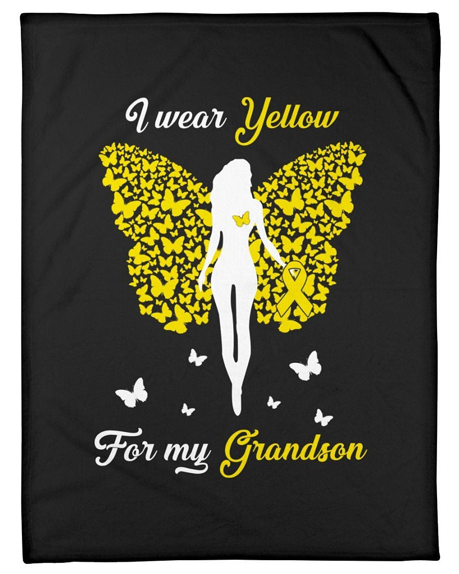I Wear Yellow For My Grandson Gifts Fleece Blanket