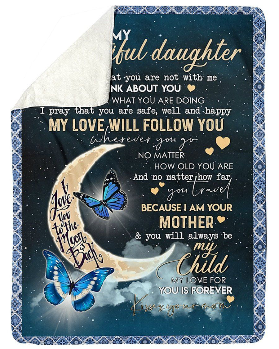 Butterflies Mom To Beautiful Daughter With Love Trending For Family Fleece Blanket