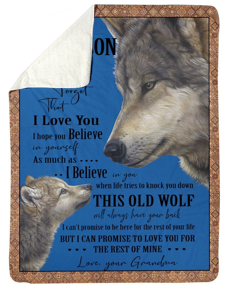 Never Forget That I Love You Quote Gift For Grandson From Grandma Fleece Blanket