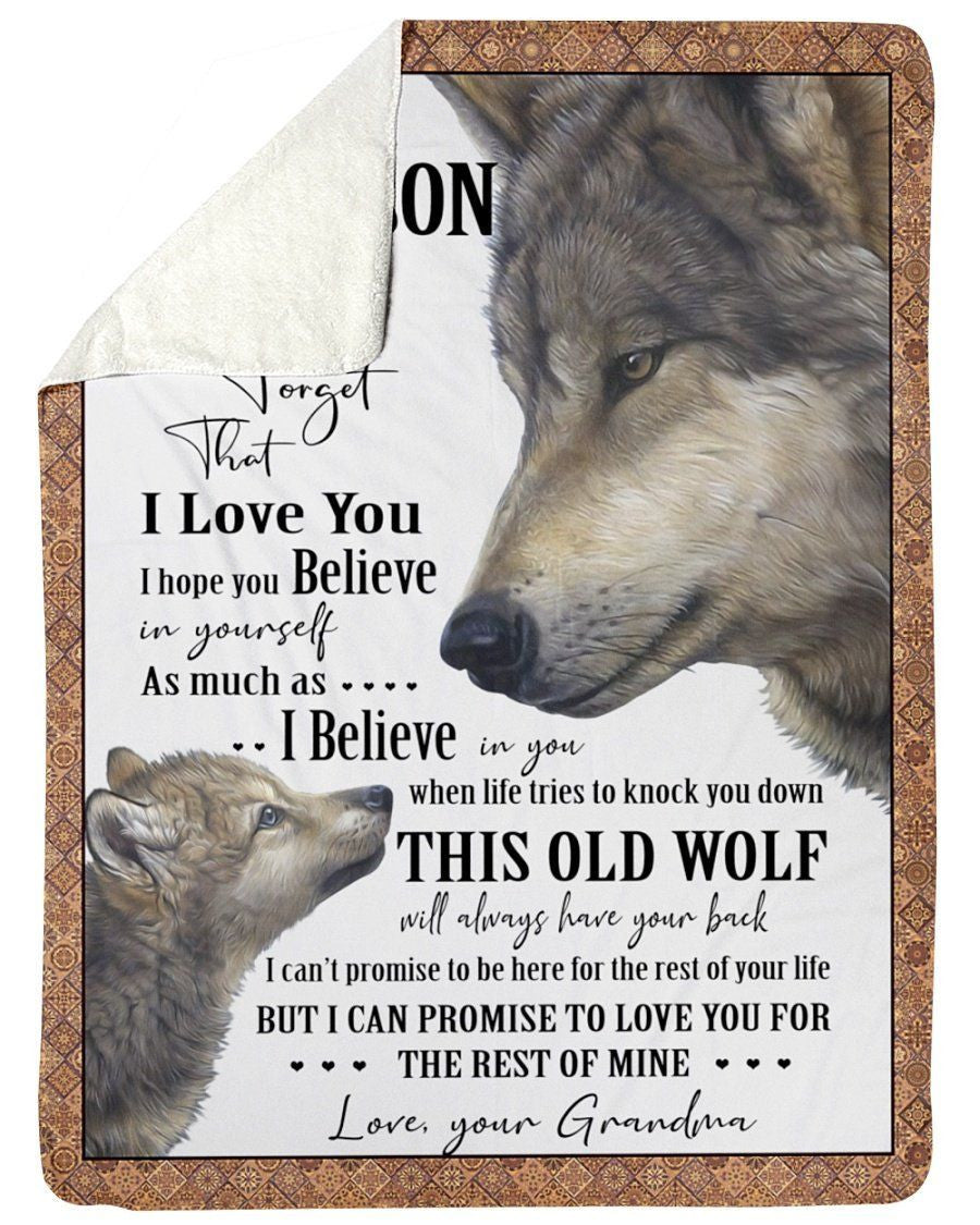 Never Forget That I Love You Quote Gift For Grandson From Grandma Fleece Blanket